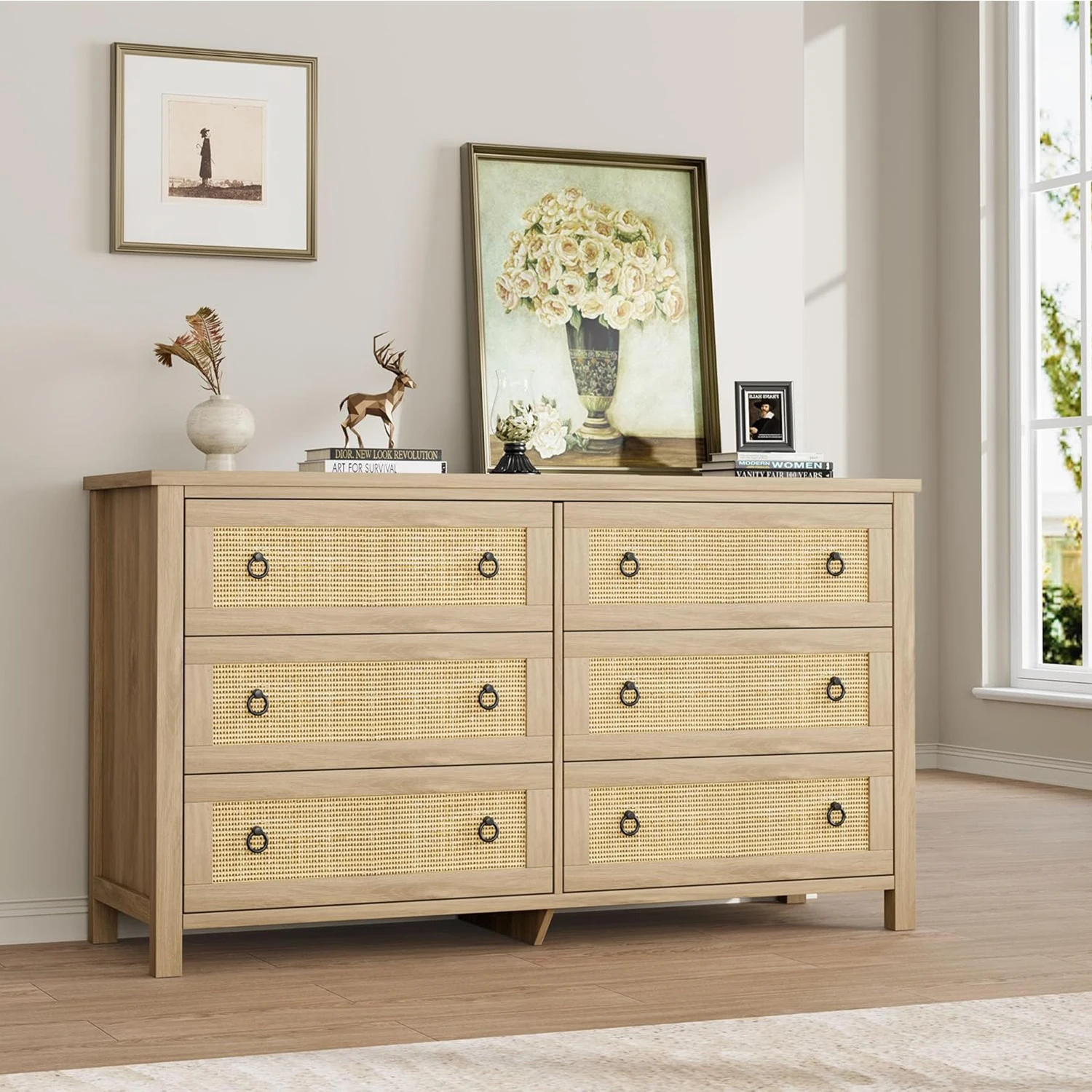 Rattan Wood Drawer Dresser 1