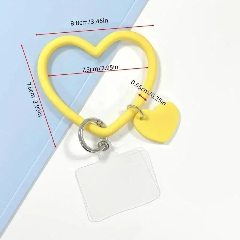 1개 실리콘 하트 루프 휴대폰 손목 스트랩 키체인 홀더 포함 - 모든 스마트폰용 범용 모바일 스트랩