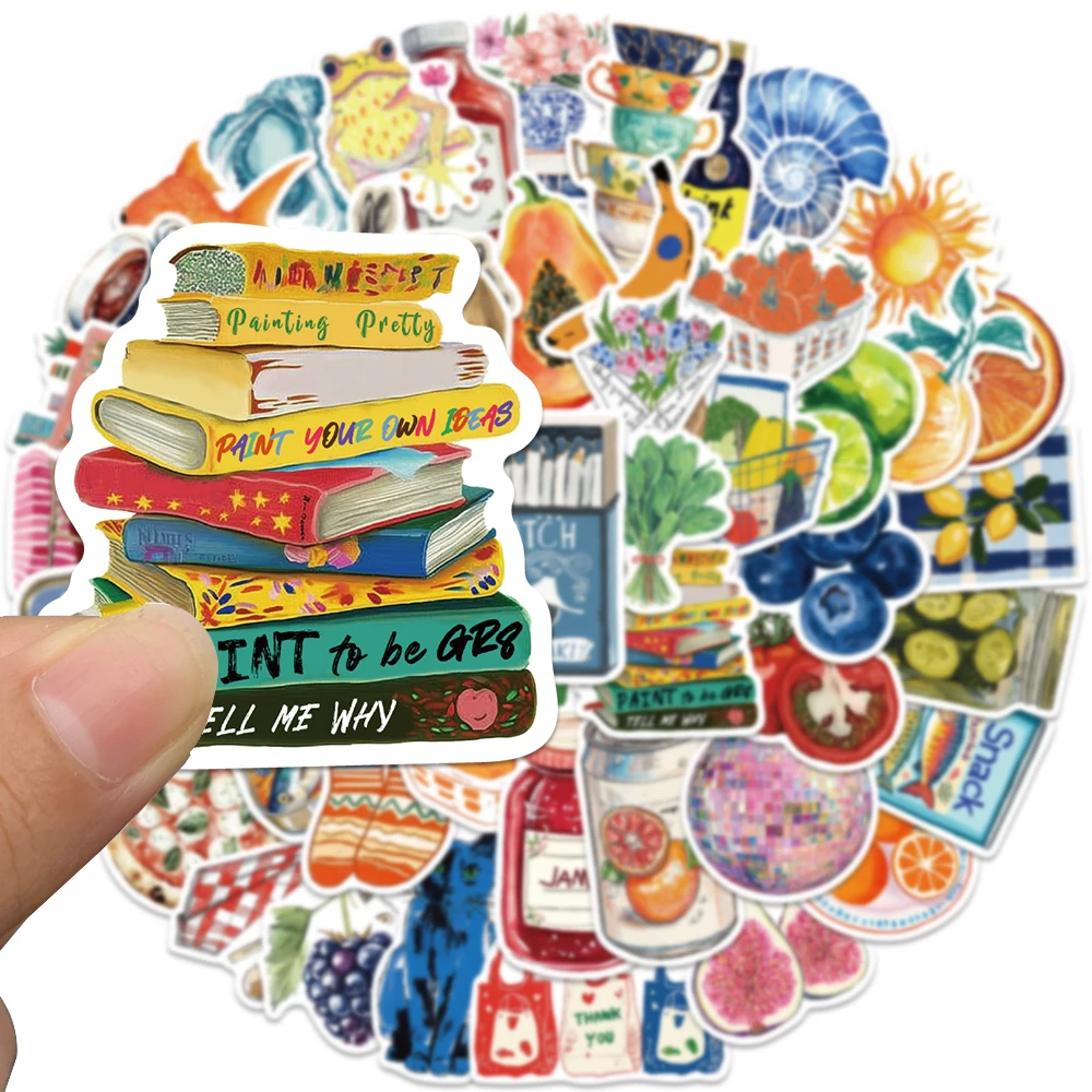 50pcs Vintage Painting Stickers Art Stickers Cartoon Graffiti Decal DIY Scrapbook Journal Luggage Skateboard Decorative Stickers - 3
