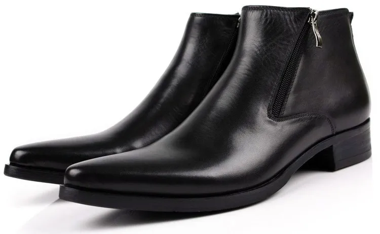 Large size EUR46 fashion black brow tan blue mens ankle boots dress shoes genuine leather pointed toe man business shoes