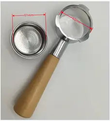 Solid wood 51mm Bottomless Filter holder Portafilter for espresso Coffee Machine handle