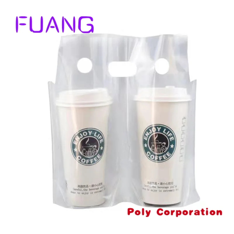 Plastic Disposable Carrier Milk Coffee Tea Cup Holder Plastic Drinking  Takeaway Bag