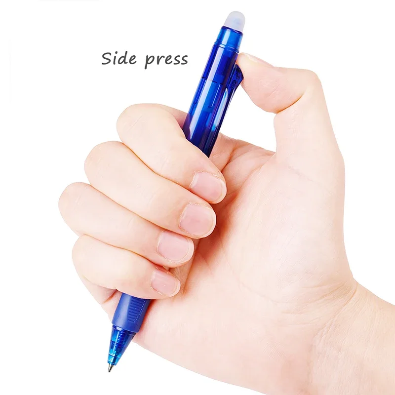 Transparent Pole Erasable Gel Pen Comes with Eraser 0.5mm Blue Black Magic Ink Smooth Writing Washable School Office Stationery 4