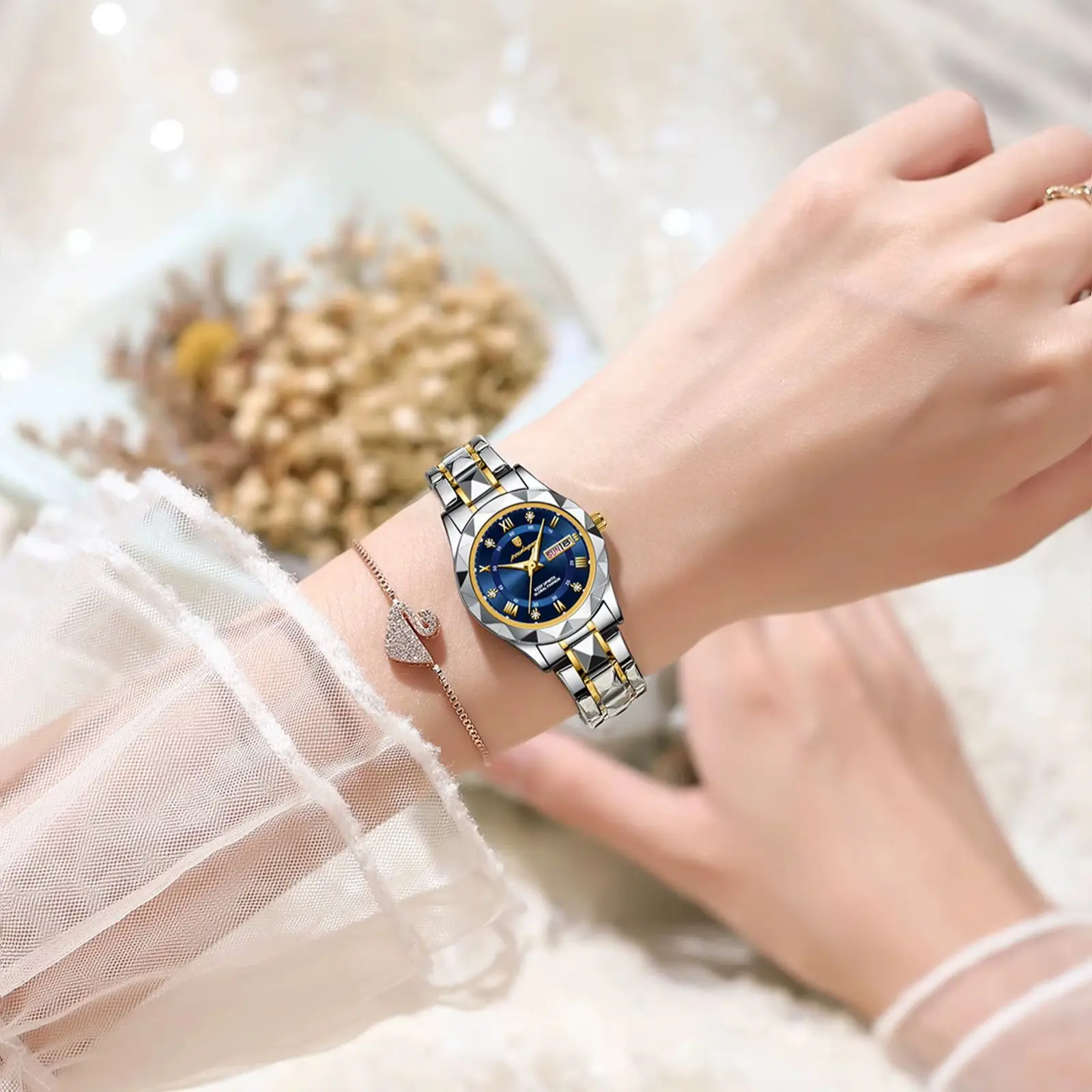 POEDAGAR Luxury Elegant Women Watch Luminous Waterproof Week Date Woman Wristwatch Stainless Steel Quartz Fashion Ladies Watches 5