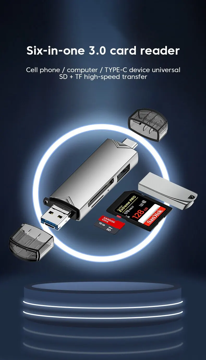 6-In-1 Multifunction USB 3.0 Card Reader | Techtrix.lk