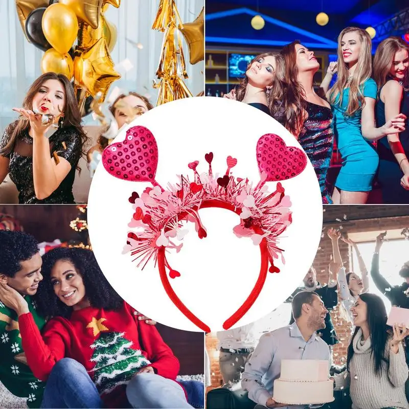 Heart Headpiece Heart Hair Accessories Valentines Day Headband Hair Hoop Photo Props Valentines Headband For Lovers Wives