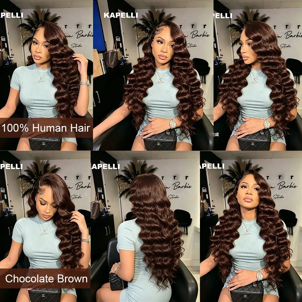 Loose Deep Wave Double Weft Human Hair Bundles Brown Curly Bundles Extensions Tissage Unprocessed Brazilian Hair 1 3 4 Weave 5