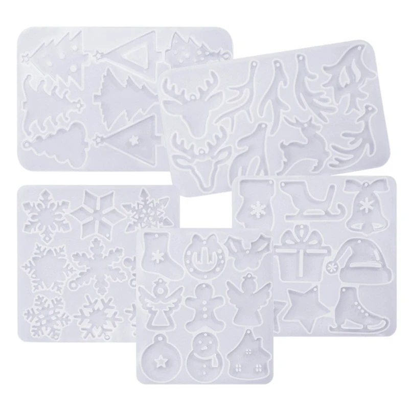 Christmas Elk Shaped Silicone Mold DIY Epoxy Resin Mold Deer Elk Mold Christmas Tree Pendant Decoration Snowflake Elk Mould