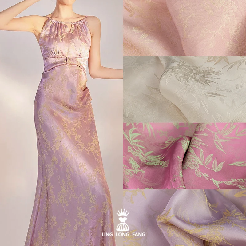 Jacquard Fabric Rayon + Polyester Satin Tang Suit Top Chinese Style Jacket Cheongsam Two-color Imitation Silk Acetate Fabric