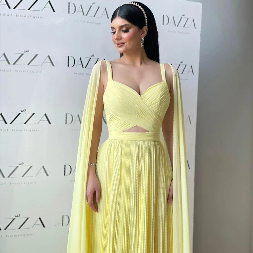 Sc3b748d121f747d99a7748a67f19f5e4I Fuchsia Chiffon Dubai Evening Dresses with Cape Sleeves Yellow Arabic Elegant Women Wedding Party Formal Gowns Mallzona