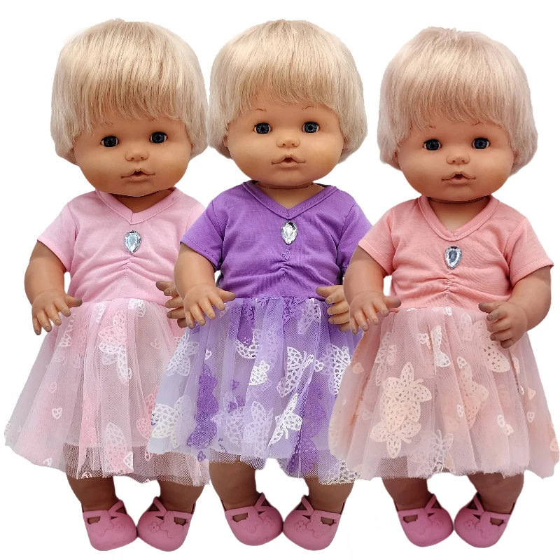 Per Nenuco Doll Dress 17 "Baby Dolls Blue Flower Lace Dress Toys Vestiti Per Bambole