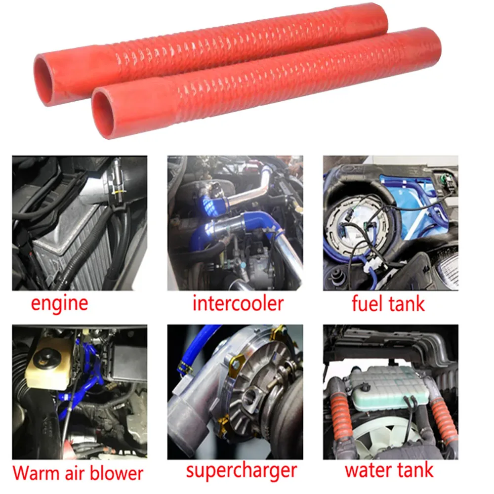Steel wire tube, silicone hose, intercooler connection hose, car water tank connection length 300-1000mm, red p