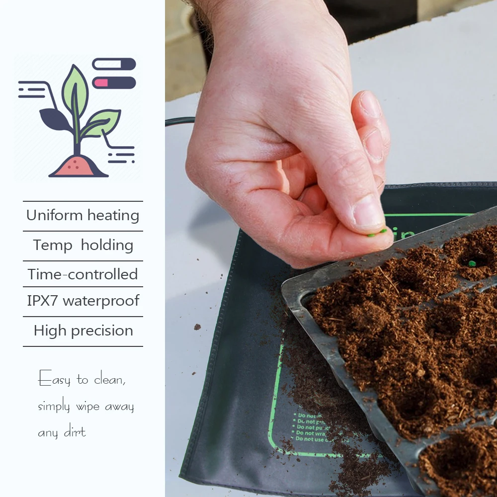 7-100W Adjustable Thermostat Seedling Heated Mat for Garden Winter Plants Nursery Heating Pad Seed Germination Growth Warm Mats