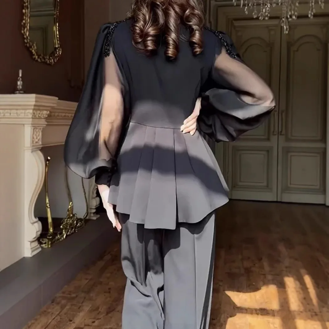 ناوبانج ملابس طقم أسود ربيعي/صيفي