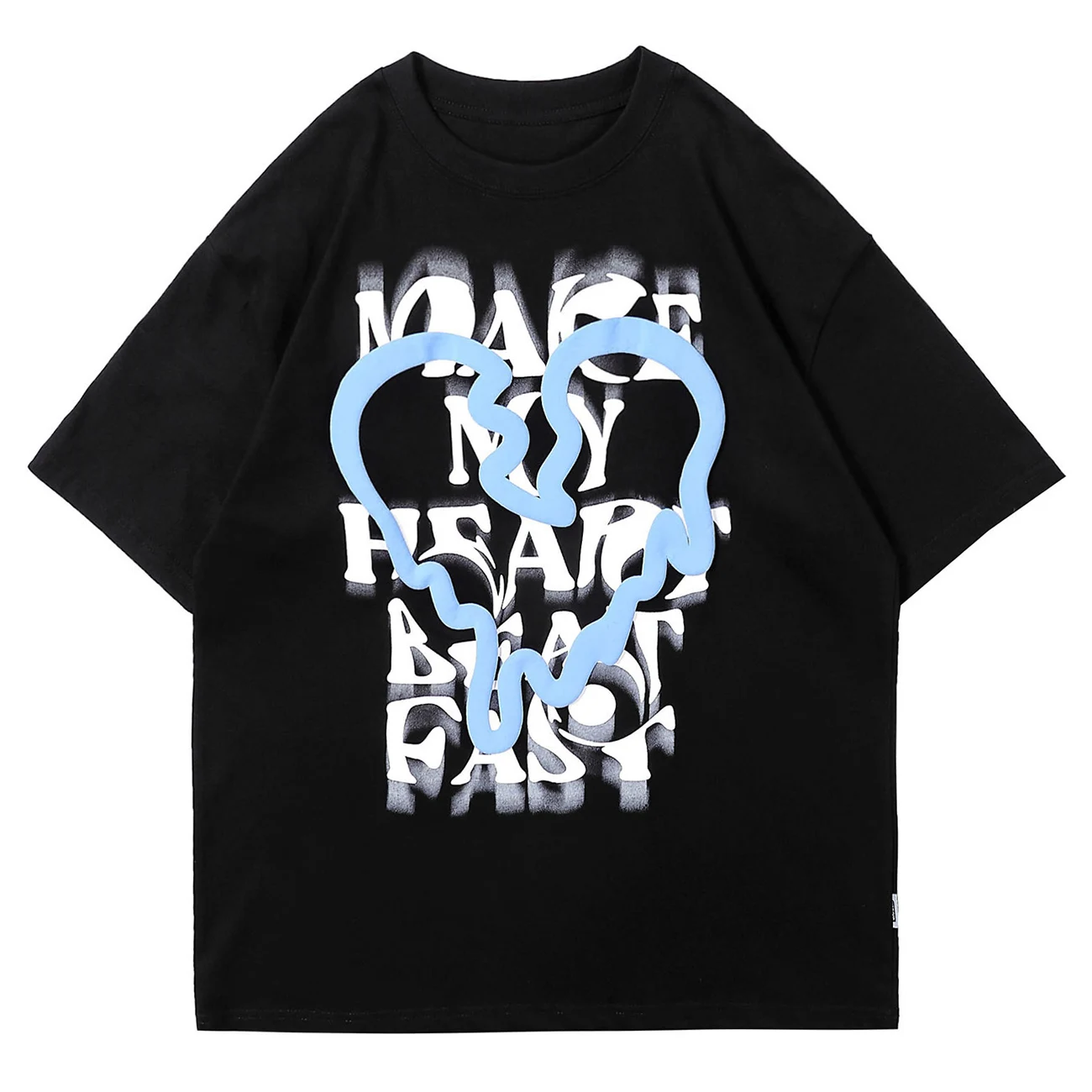 

LACIBLE Summer Tees Shirts Harajuku Hip Hop Puff Printing Unreal Letters Graphic T Shirts Men Women Casual Short Sleeve Tee Tops