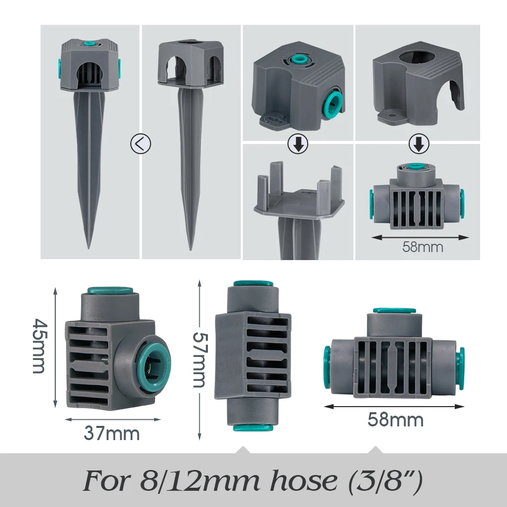 Description Picture 4 of item25-5M 12mm PE Hose Flexible Nozzle Atomized Irrigation Kit for Outdoors Gazebo Lawn Plants Mist Spray Cooling Watering System