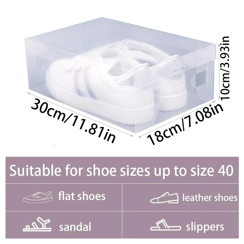 12 Piece Transparent Stackable Storage Plastic Box Dustproof Sports Shoe Box, Optional Specifications_voghion.com