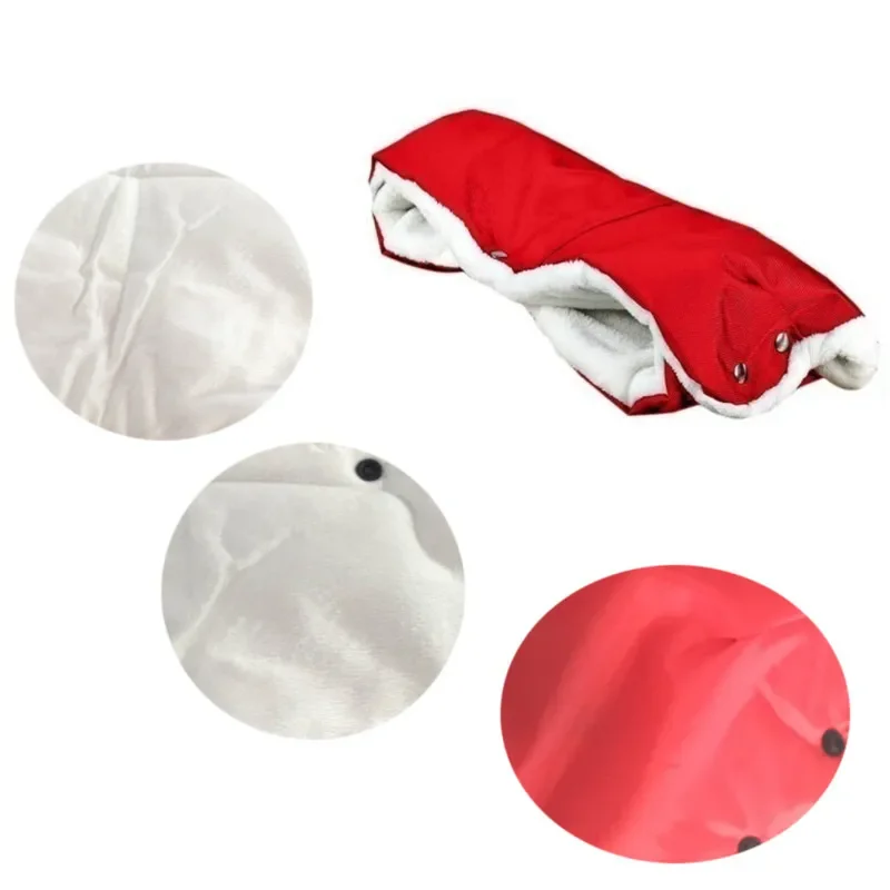 Interior and exterior layers of stroller gloves displayed together