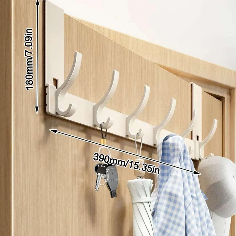 Punch-free 6/7/8 Door Hook Storage Holder Traceless Door Back Storage Rack Kitchen Accessories Bathroom Organizer Rack Coat Hook