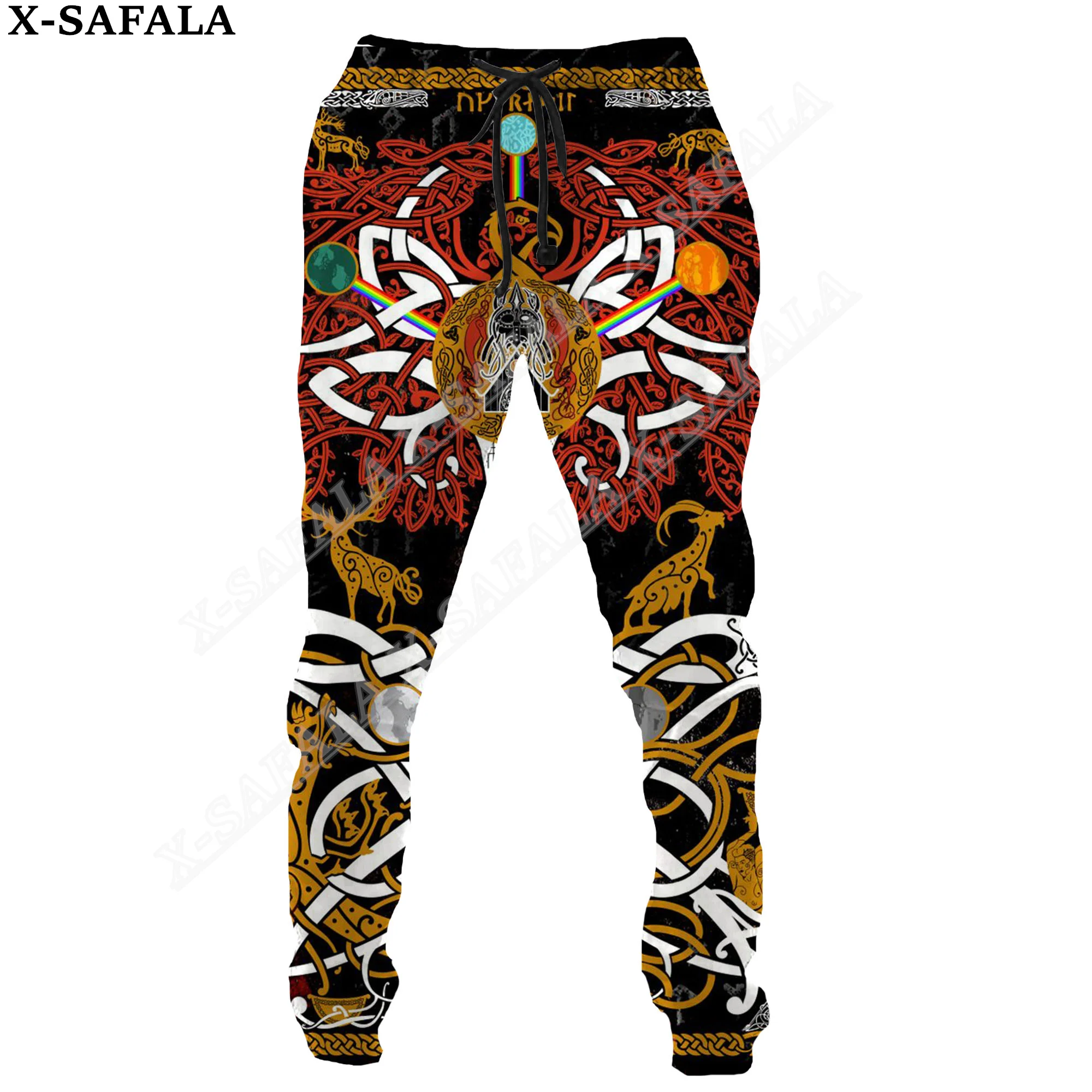 

Raven Tattoo Viking Odin Tree Print Trouser Men Women Sweatpants Drawstring Long Joggers Streetwear Spring Autumn Sports Pants-7