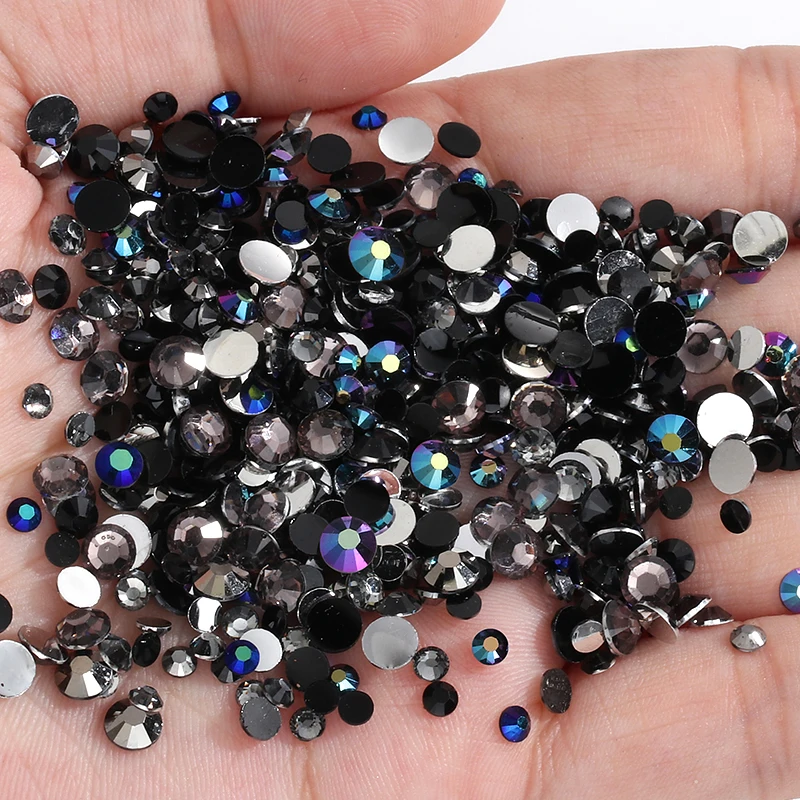 SS3-SS30 Black Rhinestones Flatback Gemstone Crystals Nails Parts Stones  For Decoration Small Strass Non Hotfix Crystals - AliExpress