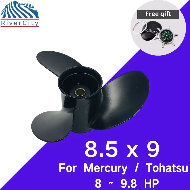 Boat Propeller 8.5x9 For Tohatsu Nissan 8hp 9.8hp Outboard Screw Boat Motor Aluminum Alloy Propeller 3 Blade 12 Spline