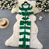 YuooMuoo Chic Fashion Sexy Package Hips Knitted Long Dress 2025 Spring and Summer Elegant Slim Waist Office Lady Sweater Dress - Image 5