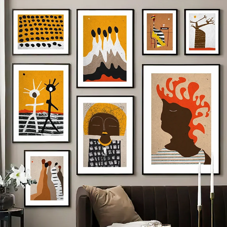 

Abstract Minimalist Color Block Girl Tree Wall Art Canvas Painting Nordic Posters And Prints Wall Pictures For Living Room Decor