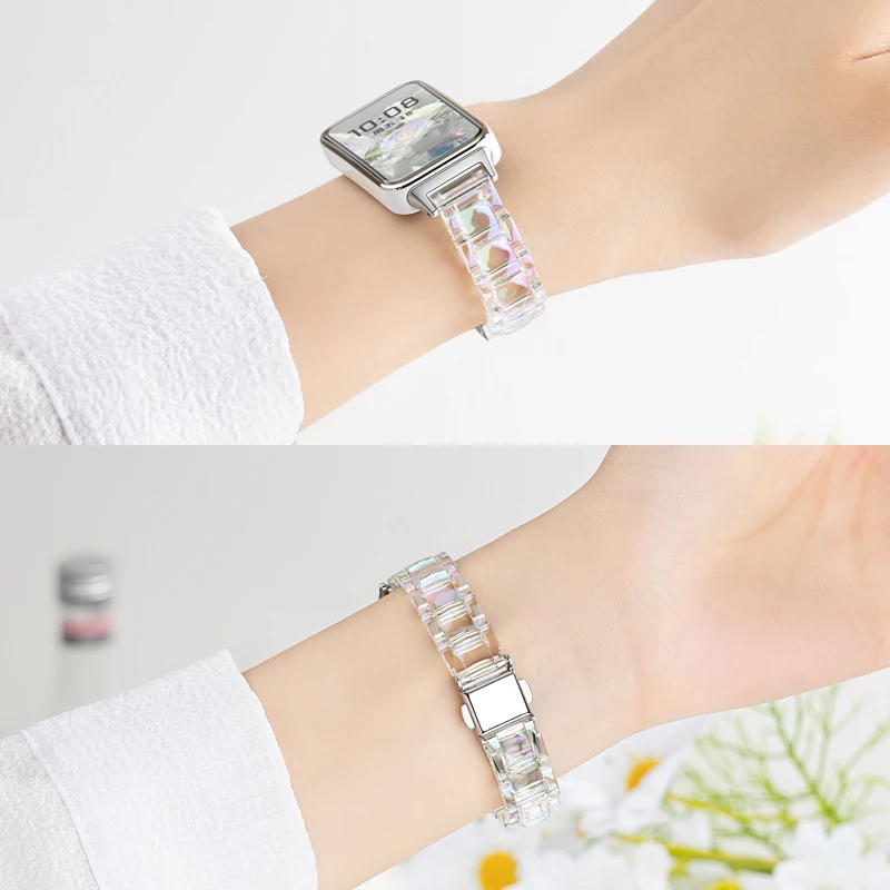 Women's Colorful Resin Transparent Watch Strap Replacement Bracelet