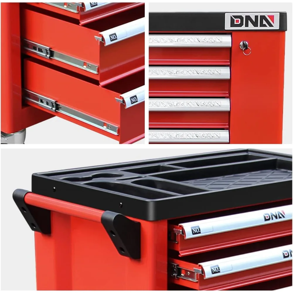 36" H X 30.5" W X 18"D Heavy Duty Lockable Slide Tool 6-Drawers Chest Rolling Tool Cart Cabinet with Keys 4