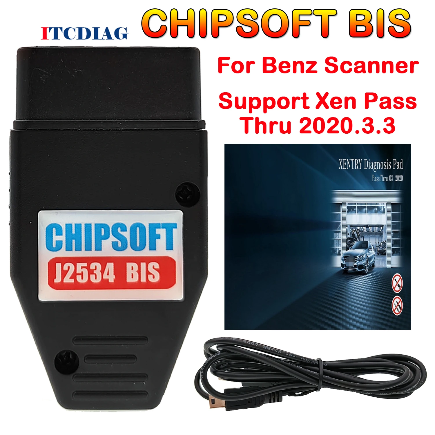Chipsoft BIS VCI Diagnostic Device OBD 2 Car Diagnostic Tool For Mercedes Benz J2534 Passthru 2020.3.3 Scanner Simulator Mode
