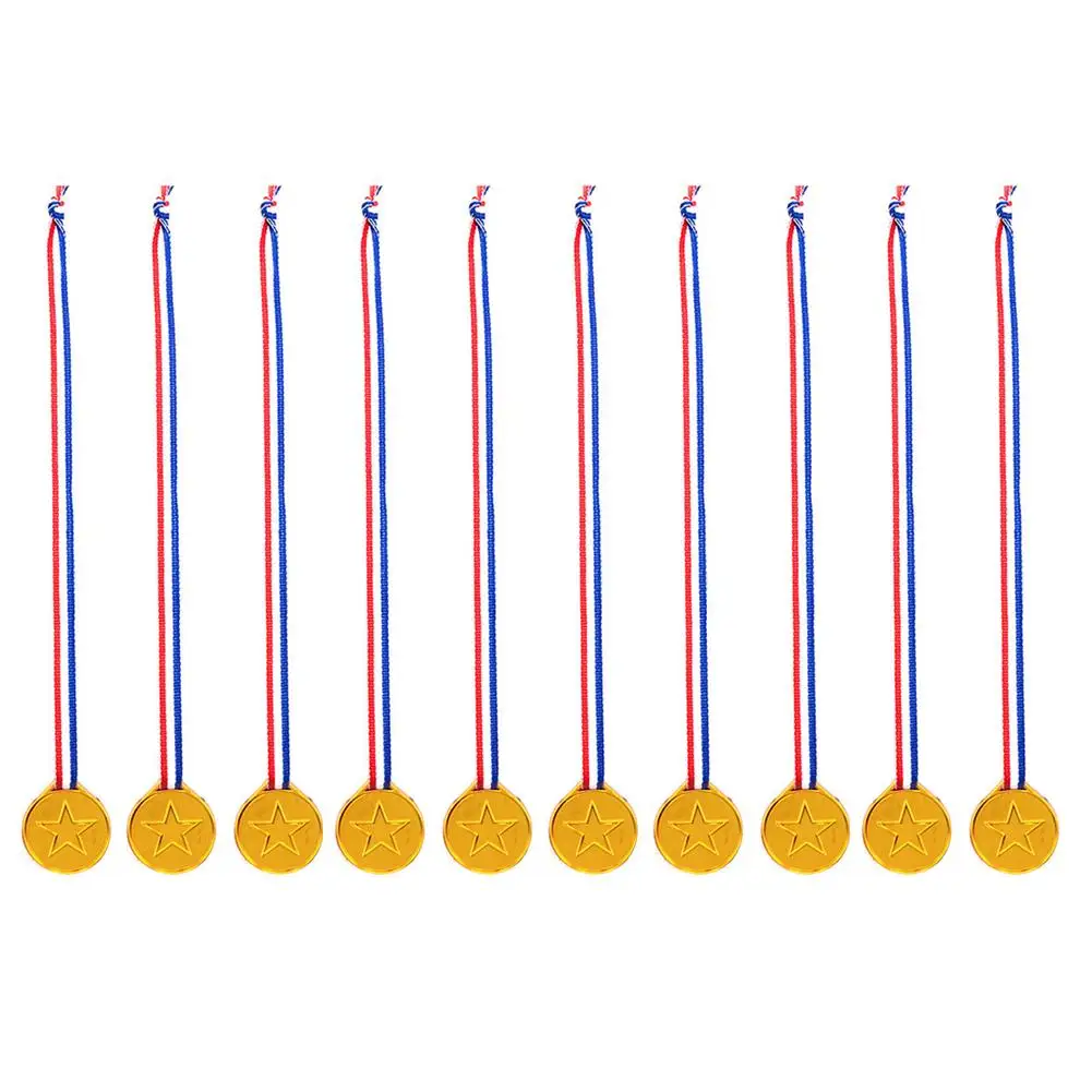 Description Picture 2 of item10pcs Award Medal with Neck Ribbons Plastic Winner Medals Children's Football Sports Party Competition Souvenir Gift Kids Toys