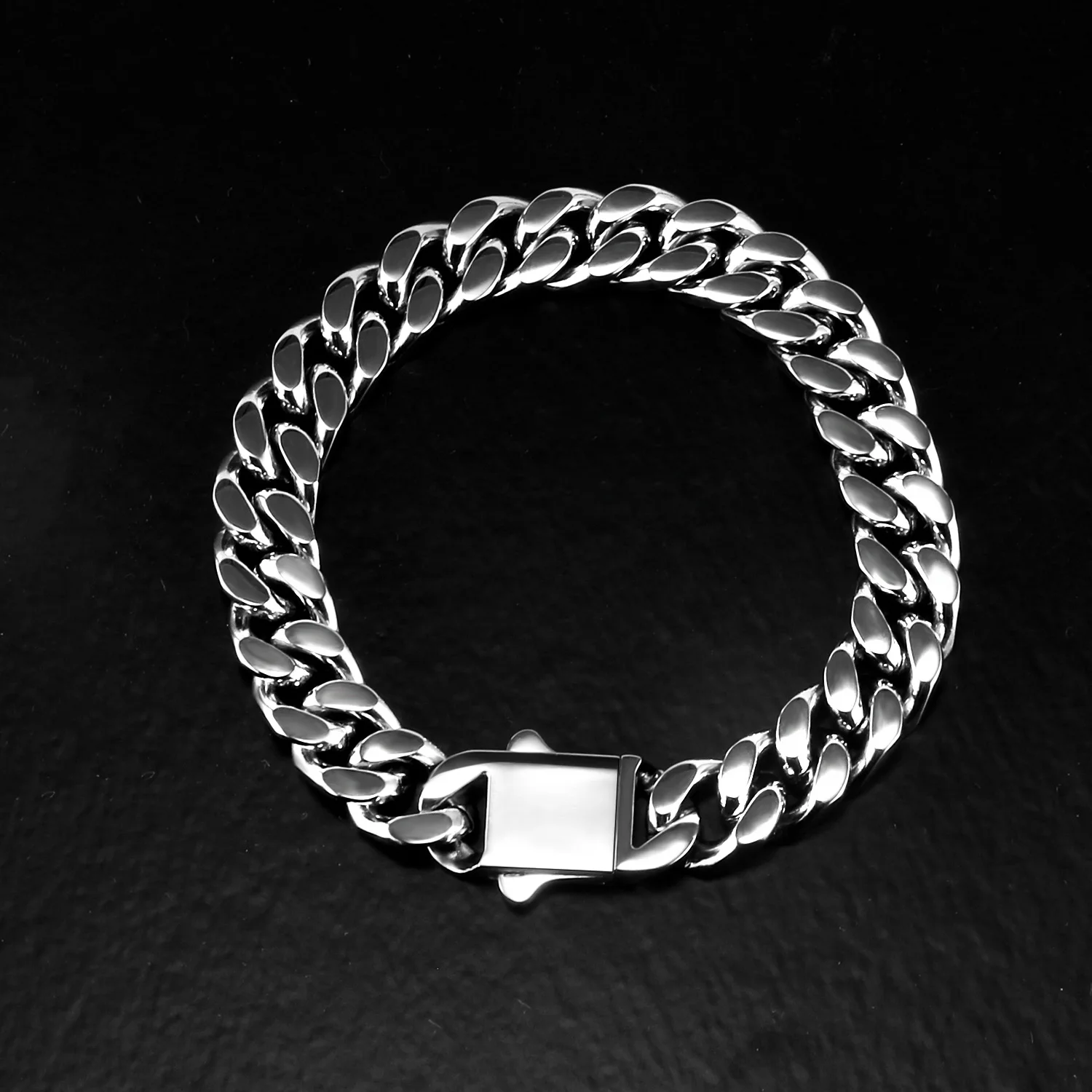 New Stainless Steel Cuban Chain Necklace Bracelet Set for Men