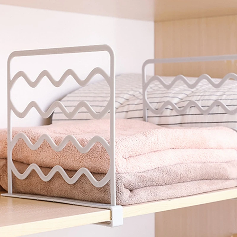 Upgraded Closet Shelf Dividers Plastic Wardrobe Partition Board Shelf Divider Separator for Clothes No Drilling Durable - 2