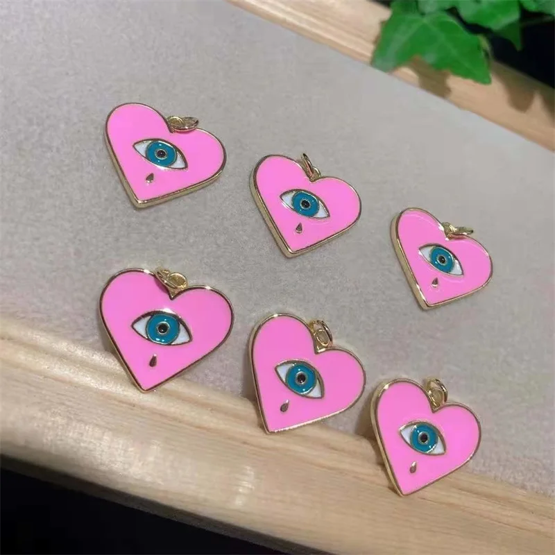 2Pcs Colorful Heart angel eyes pendant,color plating charm jewelry,fashion jewelry pendant Necklace 2Pcs Colorful Heart angel e