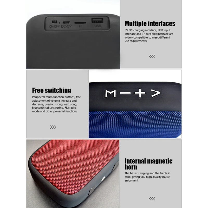 Fabric Speaker Bluetooth Wireless Connection Portable Outdoor Sports Audio Stereo Support TF Card Mobile