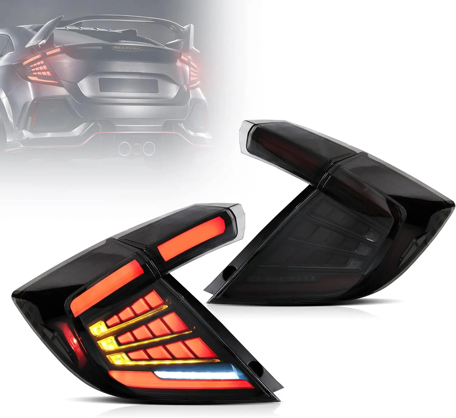 

LED Tail Lights for Honda Civic 10th Gen Hatchback/Type R 2016-2021 With Stratup Dynaic Animation Not For Coupe
