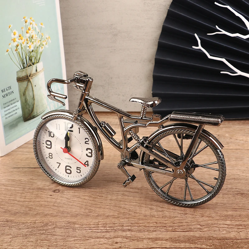 1pc Vintage Bicycle Shape Arabic Numeral Creative Table Alarm Clock Home Decor Room desktop Decoration Crafts Gift