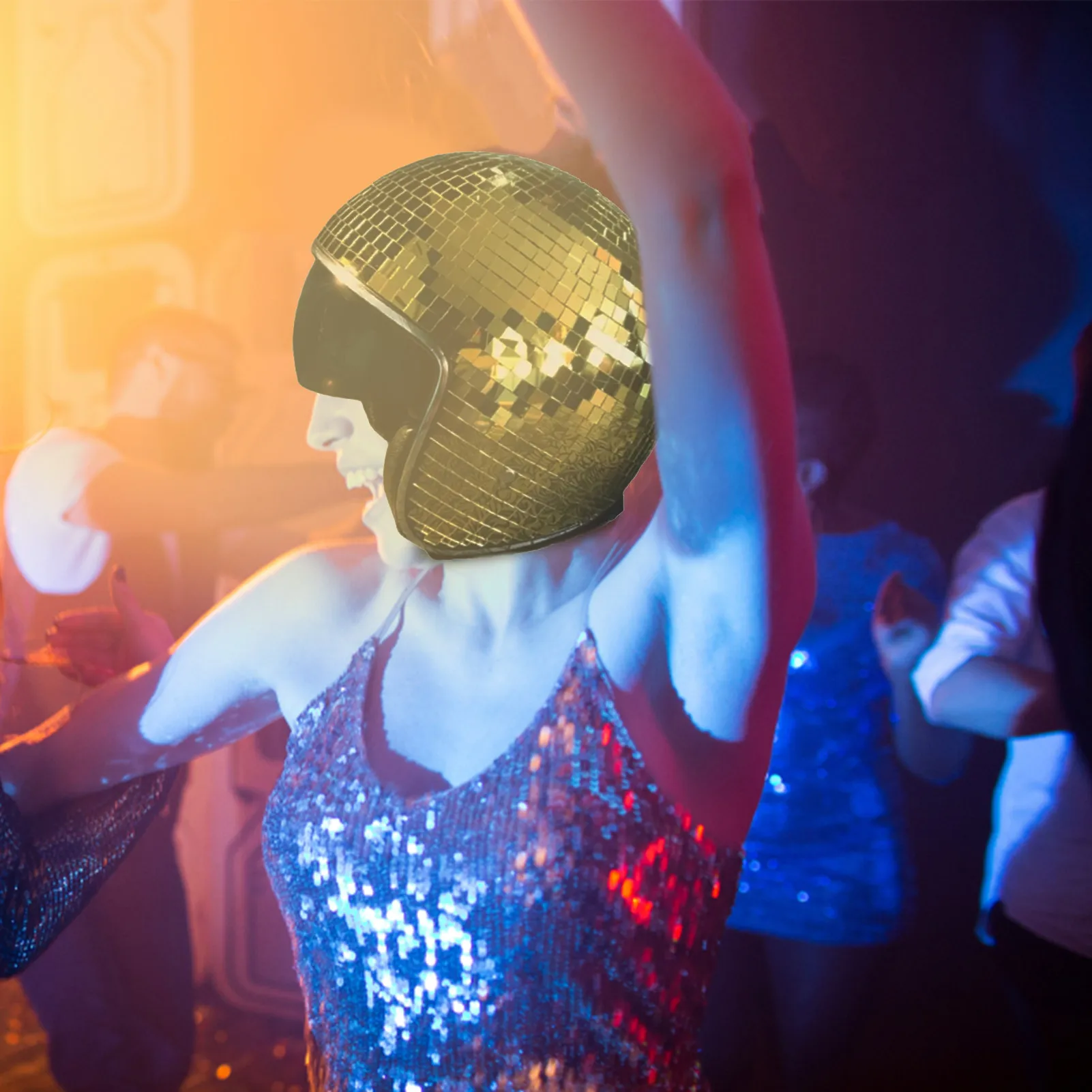 Full Classic Disco Ball Helme Hudhowks Disco Ball Helme mit einziehbarem Visier und Cowgirl-Party-Kleidungszubehör 2022 New Full Disco Ball Hat für Cowboy 