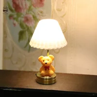 1:12 Dollhouse Miniature LED Light Cute Bear Table Lamp Home Lighting Model Furniture Decor Toy Doll House Accessories 1