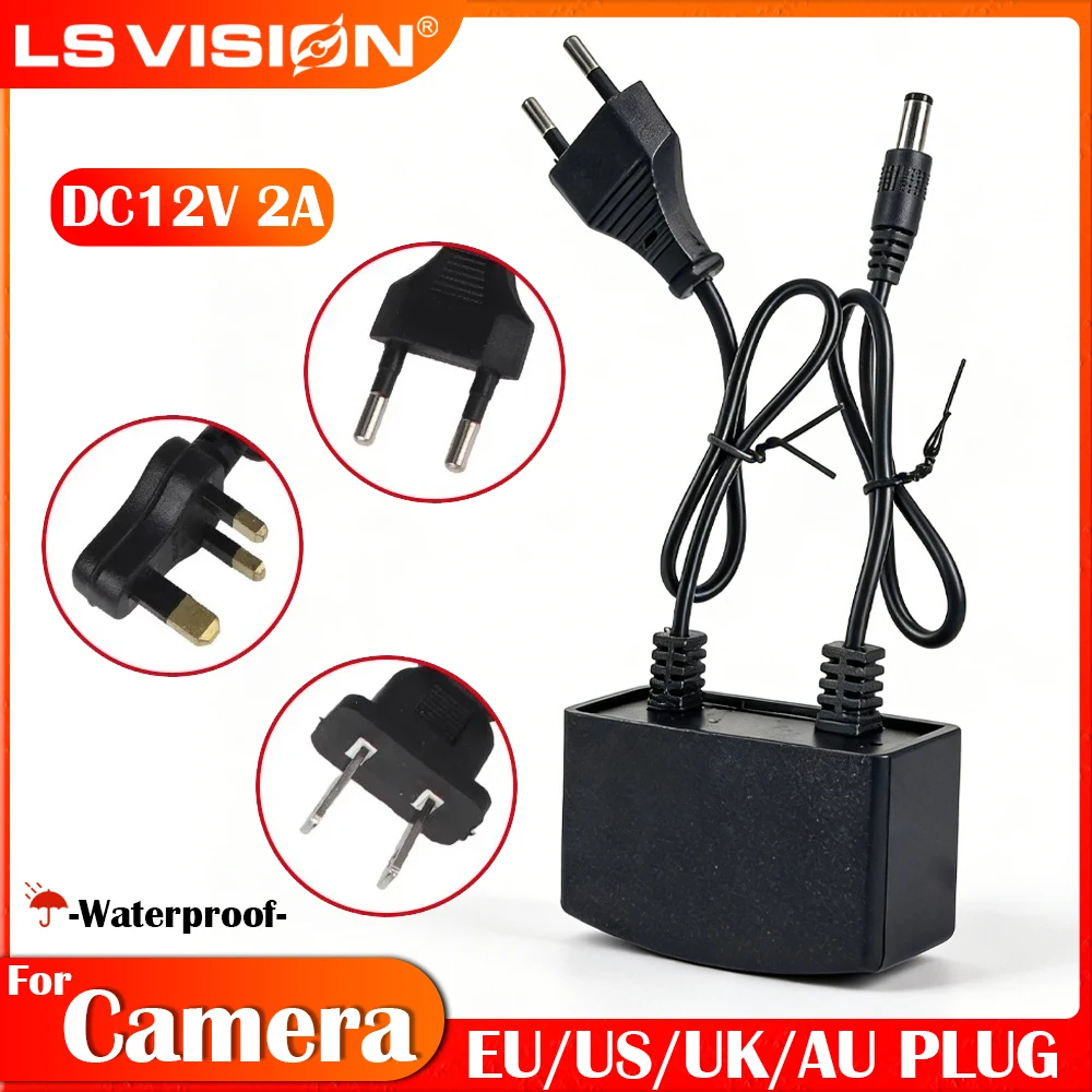 Qualified CCTV Power Supply Adapter AC 110-240V to DC12V 2A Plastic Power Supply