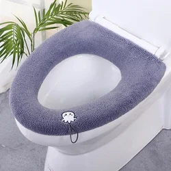 Plush Stretchable Toilet Seat Cover - Soft, Washable, and Warm Cushion Pads (Dark grey)