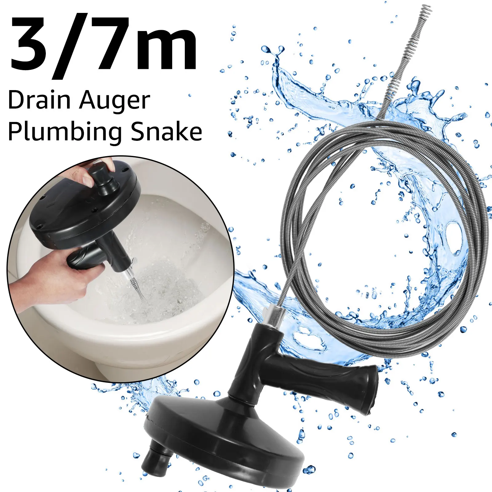 

Plumbing Drain Auger Clog Remover 9.8/23Ft Flexible Wire Rope Cleaner with Non-slip Handle for Bathroom Kitchen Bathtub Sink