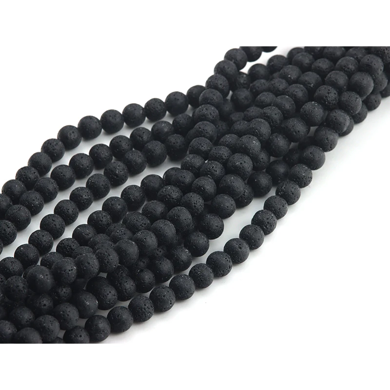 

50pcs/lot Black Lava Beads Natural Volcanic Rock Stone Round Beads For Jewelry Making DIY Bracelet Charm