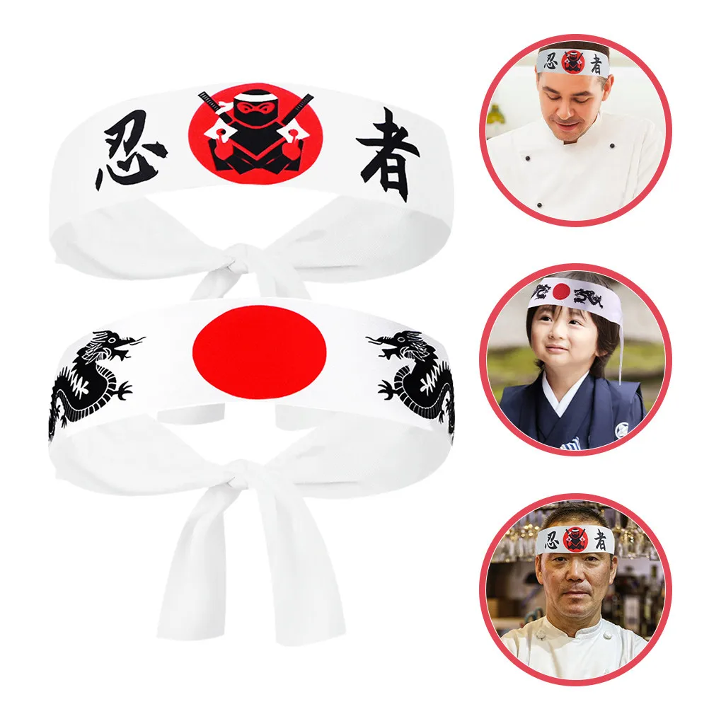 8Pcs 일본식 하치마키 머리띠 무술 스포츠 의상 코스프레 스시 셰프용 머리띠
