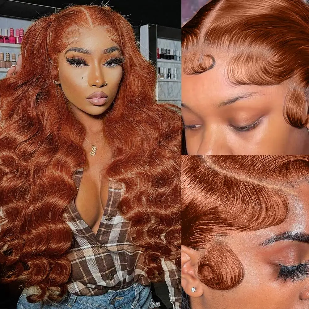 

200% Density 13x6 Reddish Brown Lace Front Wigs Human Hair Pre Plucked 13x4 HD Transparent Loose Deep Wave Lace Front Wigs Remy