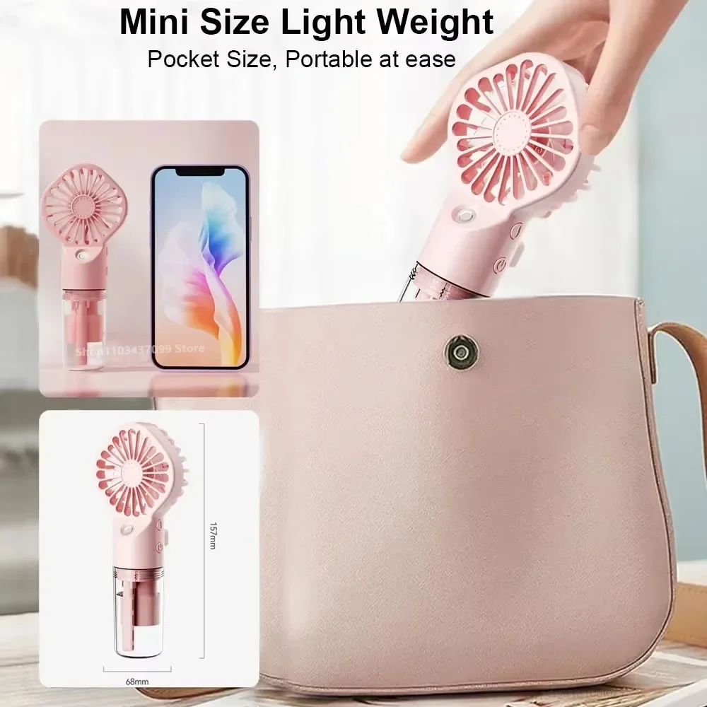 Portable Mini Spray Fan with 4 Speeds and USB Rechargeable
