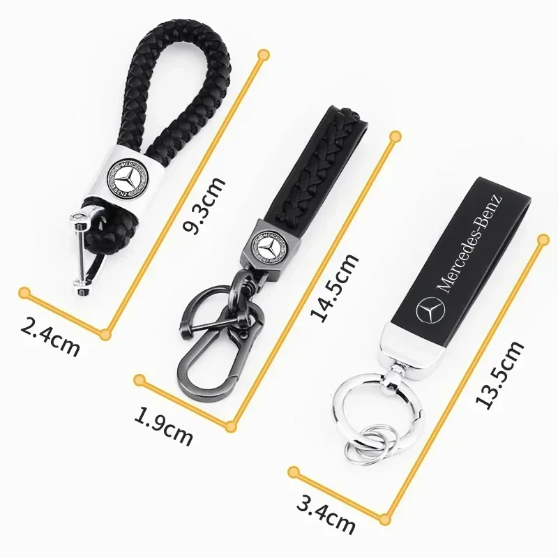 W201 W220 2025 Metal/Leather Car Styling Keychain Key Chain Rings Accessories For Mercedes Benz AMG A B C E S Class GLC GLK car styling accessories
