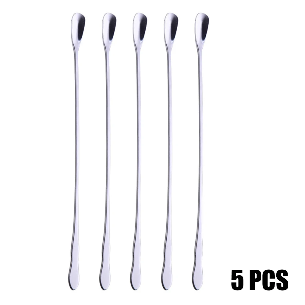 

5 Piece Long Handle Stainless Steel Spoons Ideal for Mixing Drinks Coffee Cocktails and More Rust Free and Reusable