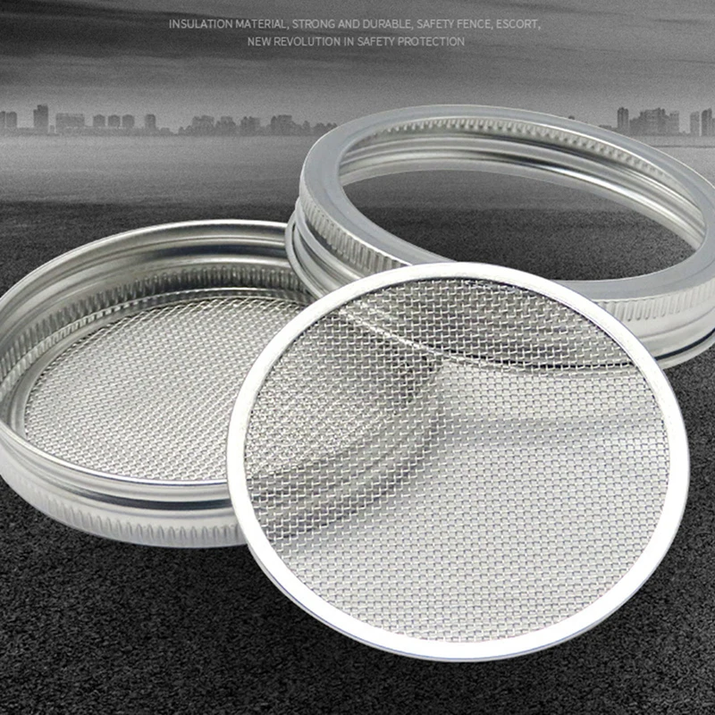 Stainless Steel Jar Sprouting Lids Seed Sprouting Lid Wide Mouth Mason Jar Lid Mesh Screen Strainers Filter Sprouter Germinator